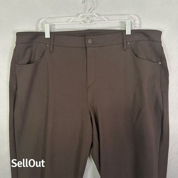 Chico's Pants Women Plus Sz 20 Brown Tapered Leg Stretch Work Wear Comfort - Picture 3 of 12